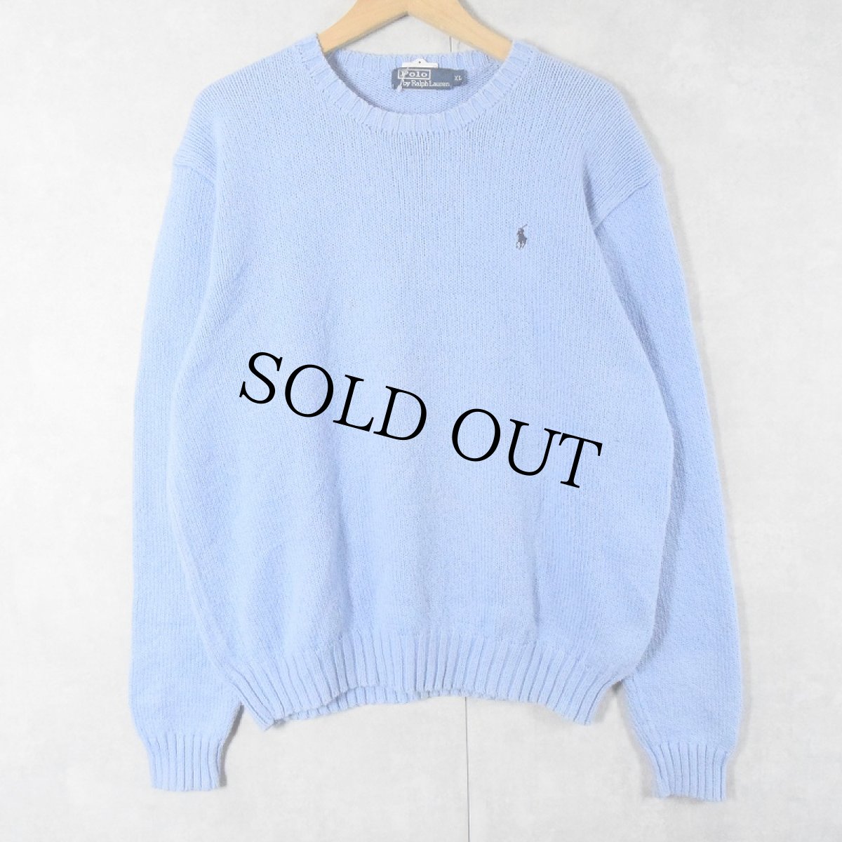 画像1: 90's POLO Ralph Lauren ロゴ刺繍 コットンニットセーター XL (1)