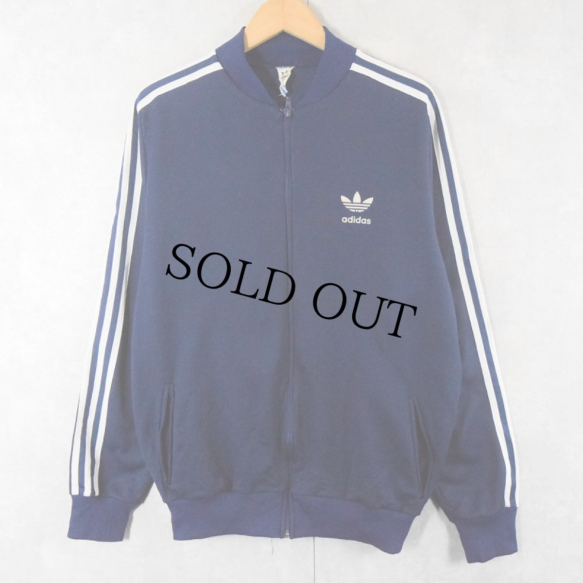 画像1: 80〜90's adidas ロゴフロッキープリント トラックジャケット NAVY SIZE22 (1)