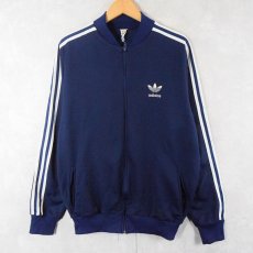 画像1: 80〜90's adidas ロゴフロッキープリント トラックジャケット NAVY SIZE22 (1)