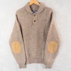 画像1: 70's PENDLETON USA製 ミックスカラー エルボーパッチ付き ウールニットセーター M (1)