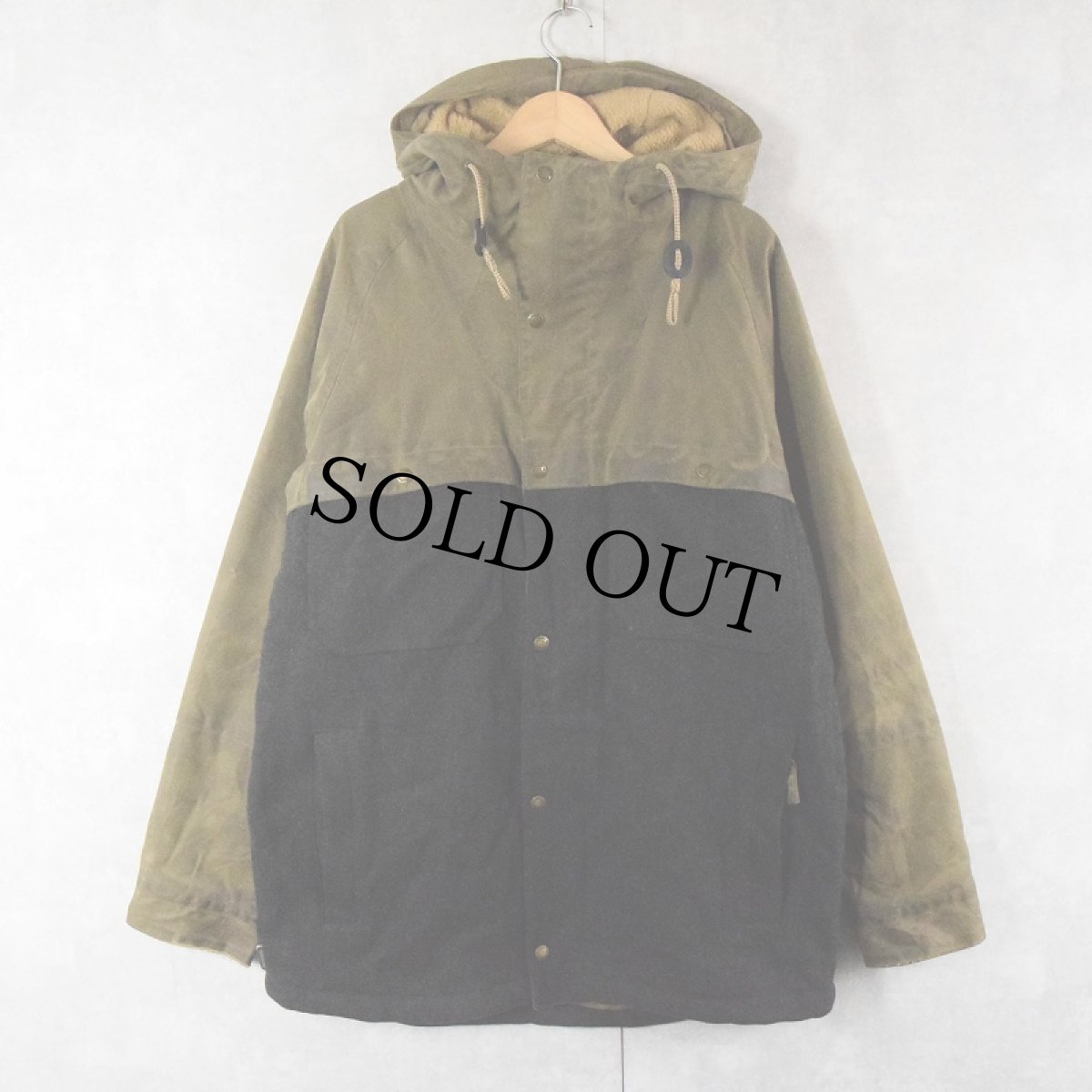 画像1: FILSON×BURTON ウール切り替え オイルドマウンテンパーカー L (1)