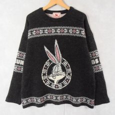 画像1: 90's Tenue De Soiree "Bugs Bunny" キャラクタースキーニットセーター XL (1)