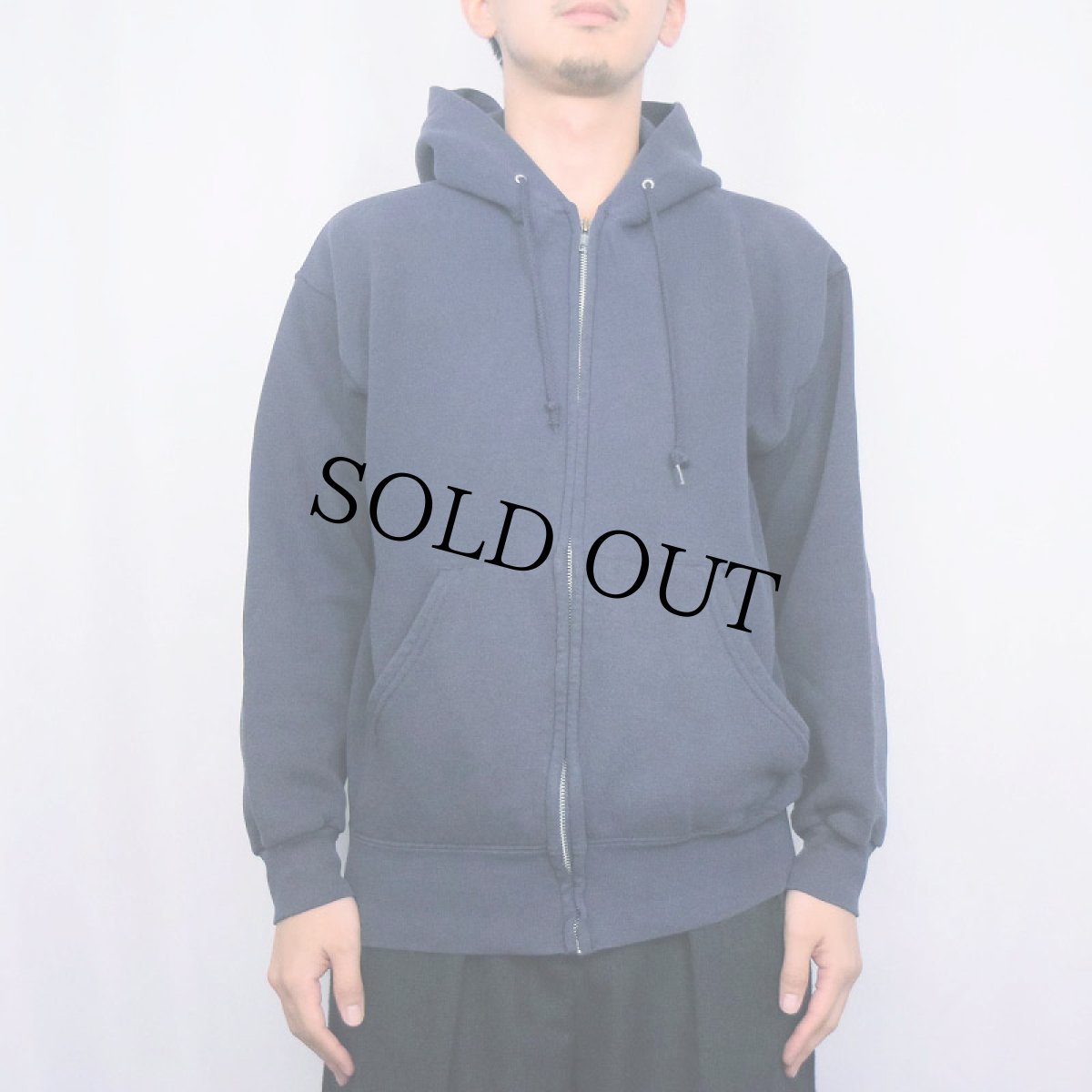 画像2: 90's〜 SJB SPORT 無地スウェットジップパーカー NAVY M (2)