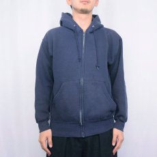 画像2: 90's〜 SJB SPORT 無地スウェットジップパーカー NAVY M (2)