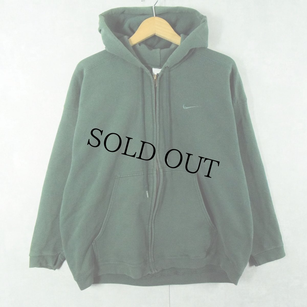 画像1: 90〜2000's NIKE USA製 ロゴ刺繍 スウェットジップパーカー M (1)