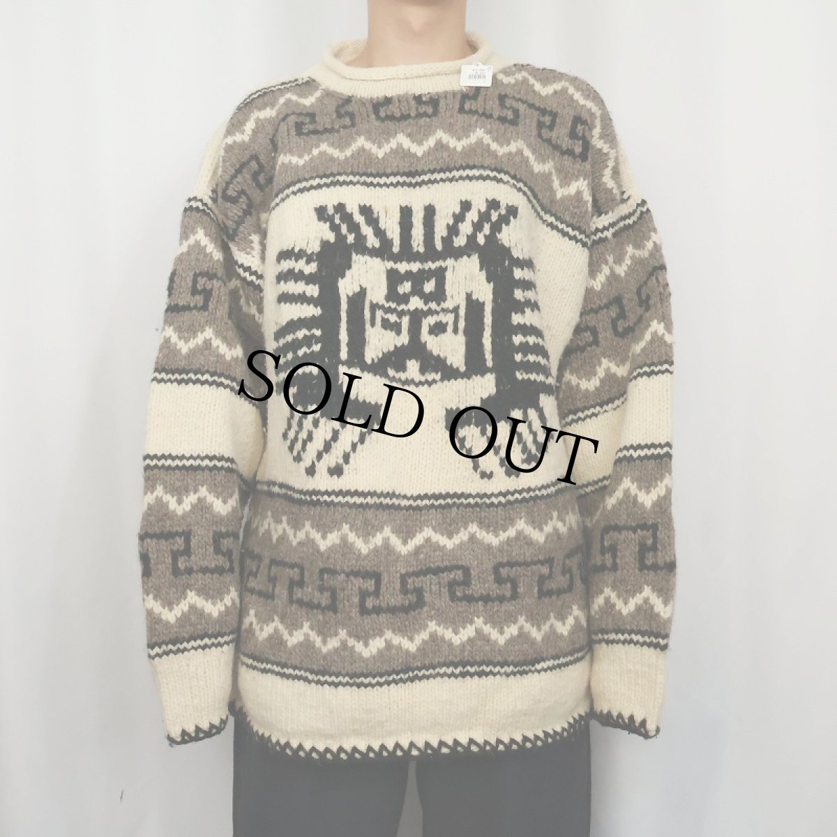 画像2: REY WEAR 民族柄 ウールハンドニットセーター (2)
