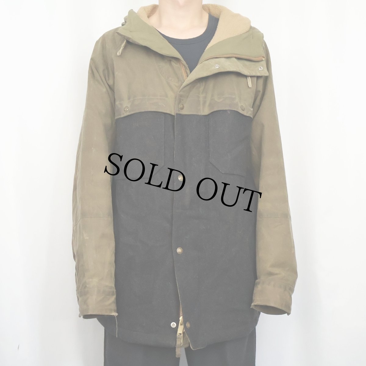 画像2: FILSON×BURTON ウール切り替え オイルドマウンテンパーカー L (2)