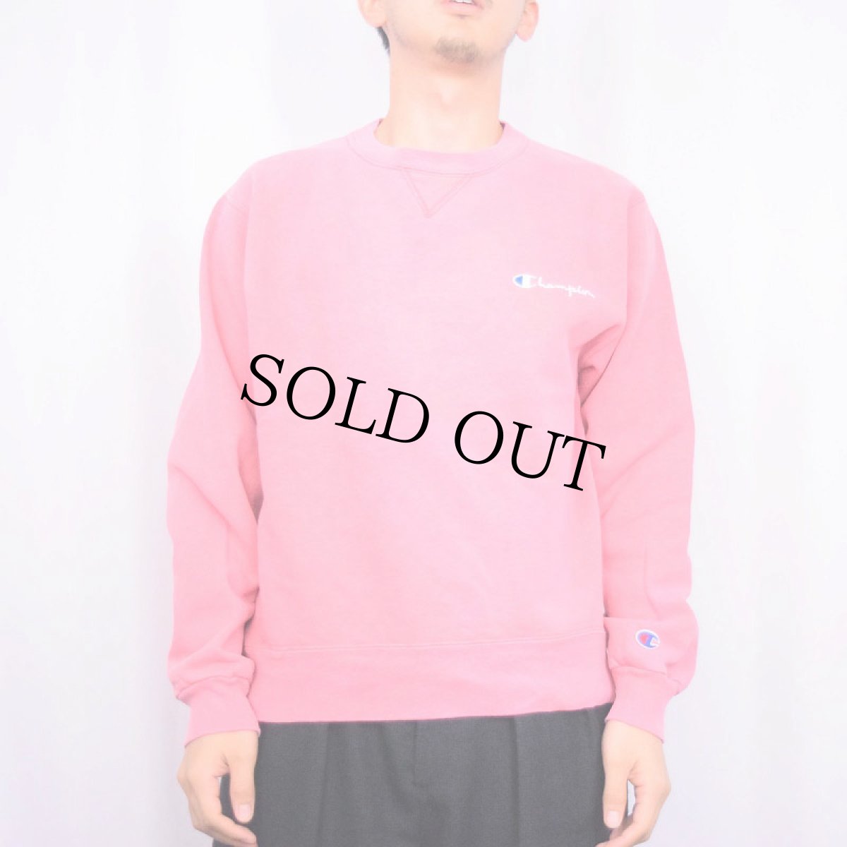 画像2: 90's Champion USA製 前V ロゴ刺繍スウェット L (2)