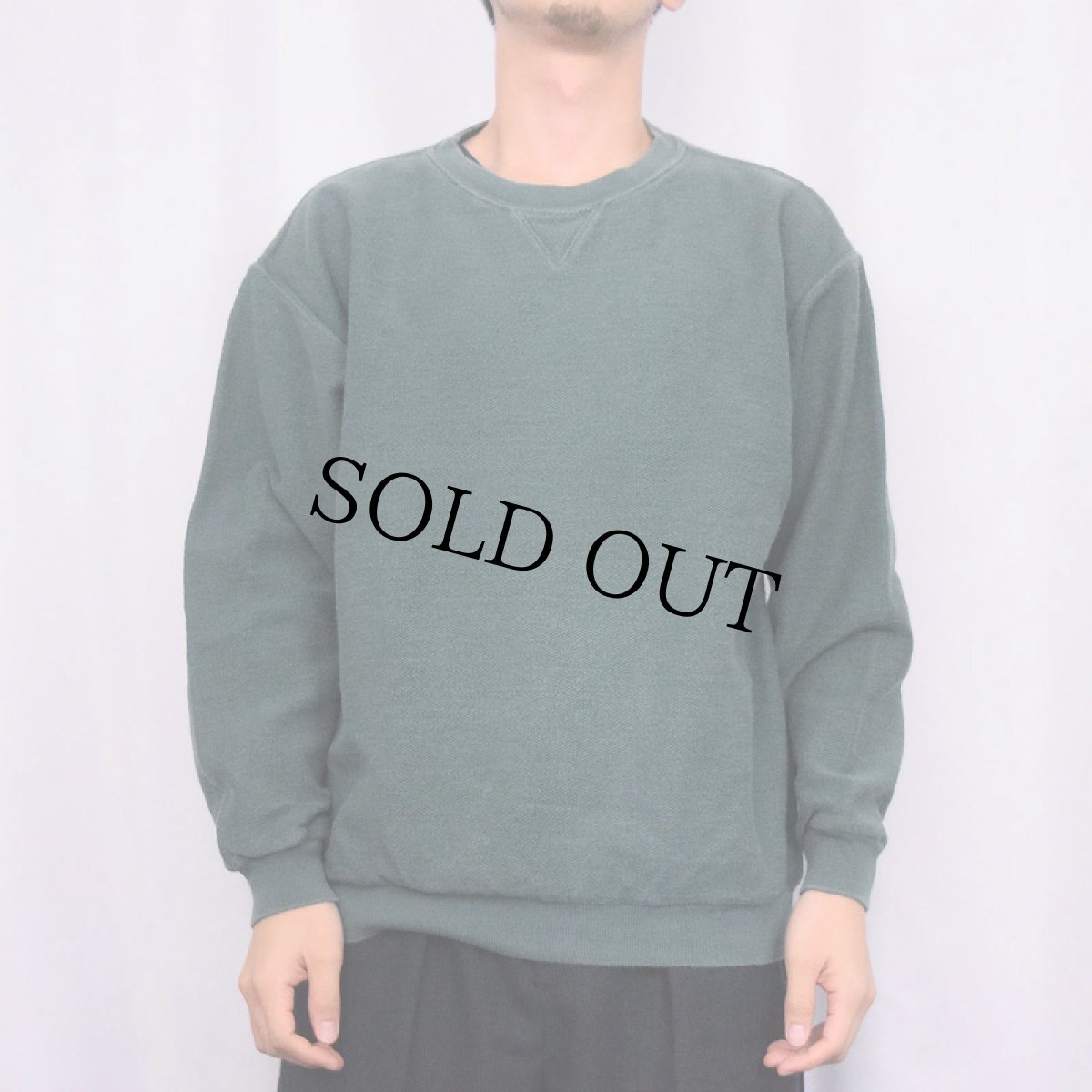 画像2: 90's LANDS' END USA製 前V 鹿の子スウェット M (2)