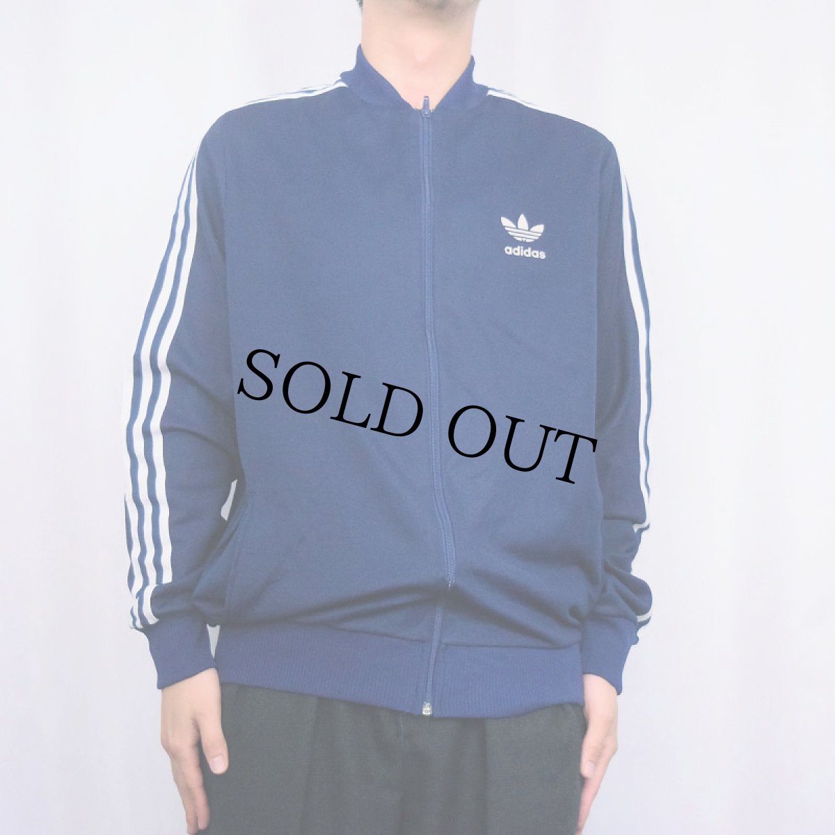 画像2: 80〜90's adidas ロゴフロッキープリント トラックジャケット NAVY SIZE22 (2)