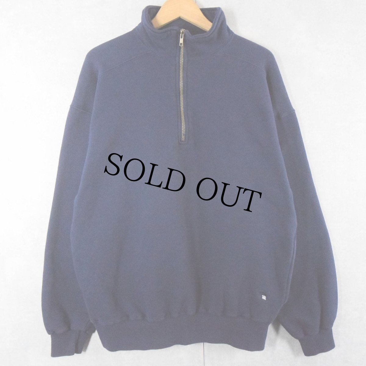 画像1: 90's RUSSELL ATHLETIC USA製 "HGIH COTTON" ハーフジップスウェット NAVY XL (1)