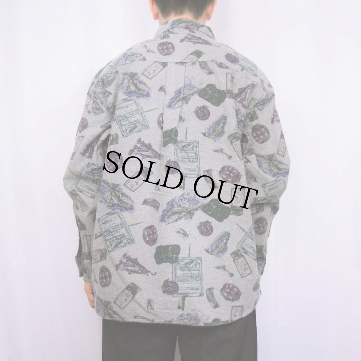 画像3: 90's Woolrich USA製 フィッシング柄 ヘビーネルシャツ L (3)