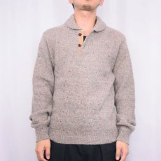 画像2: 70's PENDLETON USA製 ミックスカラー エルボーパッチ付き ウールニットセーター M (2)
