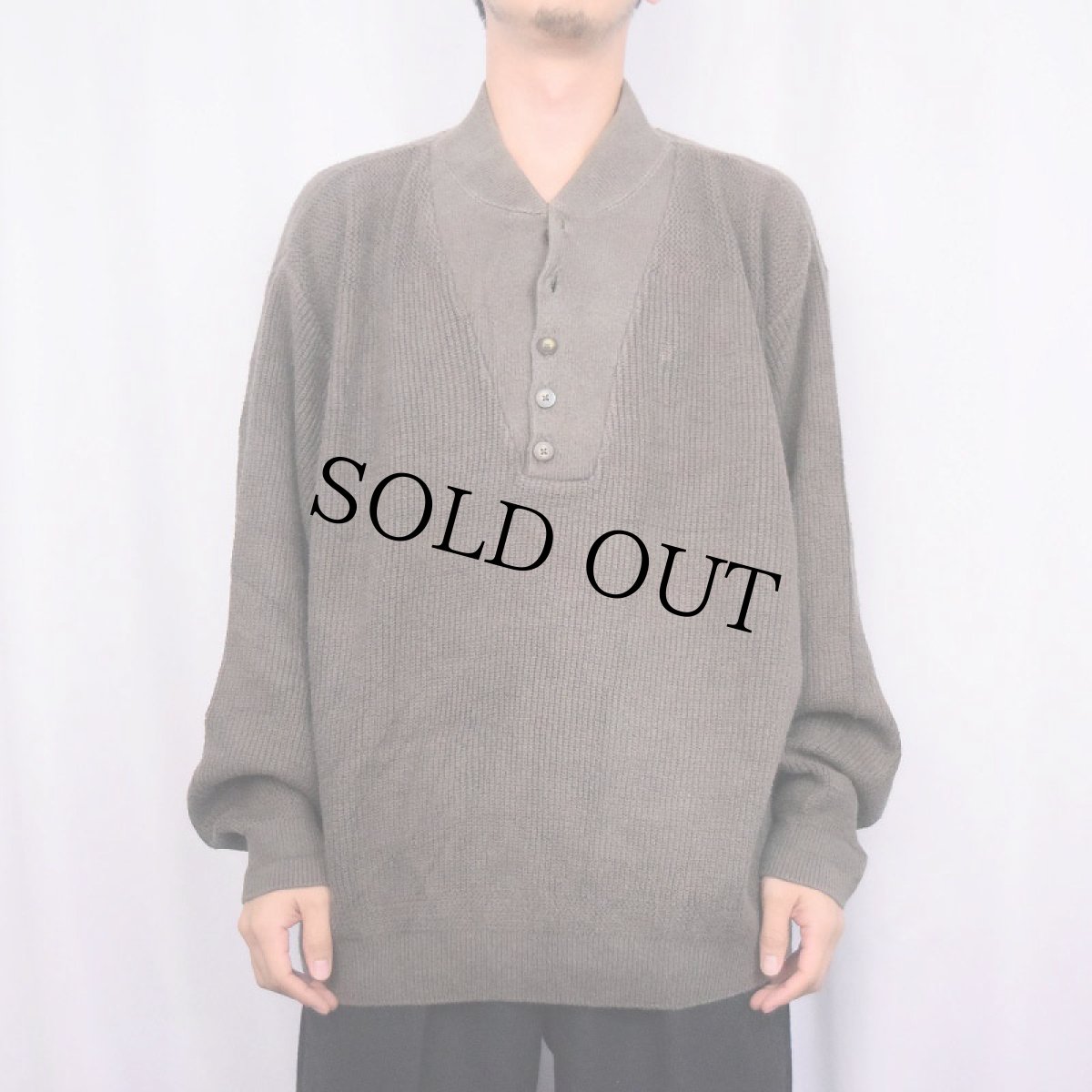 画像2: 80〜90's L.L.Bean USA製 ヘンリネック コットンニットセーター L (2)