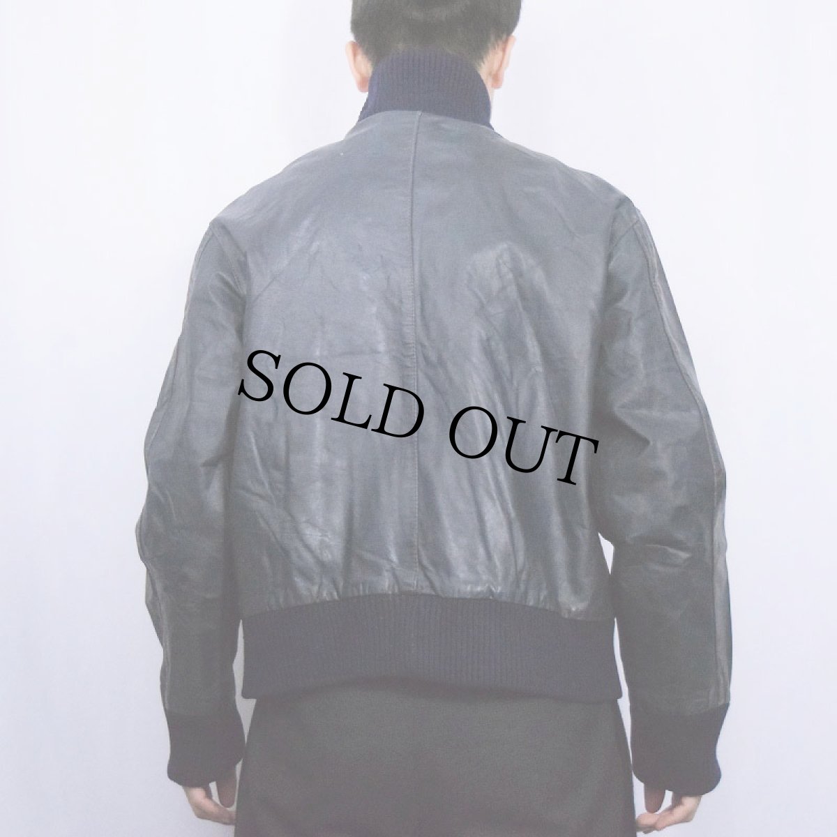 画像4: 民間品 ドイツ軍 フライトレザージャケット NAVY SIZE50 (4)