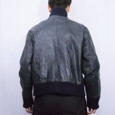 画像4: 民間品 ドイツ軍 フライトレザージャケット NAVY SIZE50 (4)