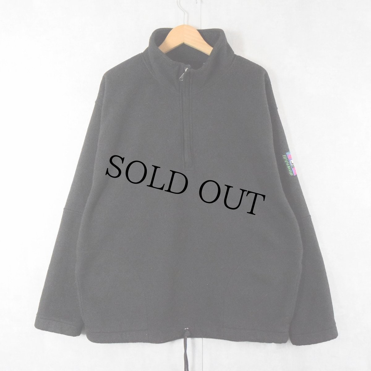 画像1: 90's GAP ワッペン付き ハーフジップフリースジャケット BLACK L (1)