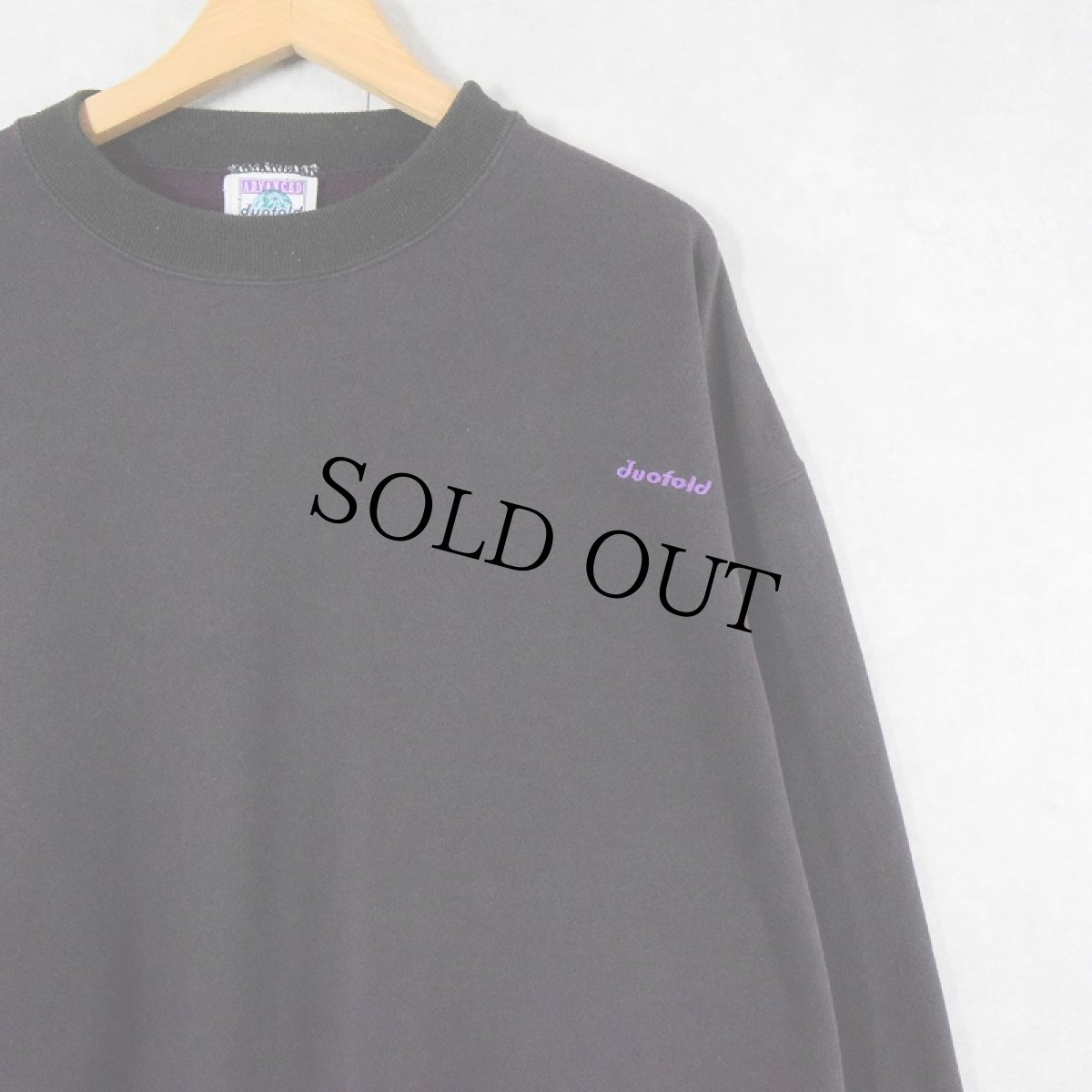 画像1: 90's duofold USA製 ロゴ刺繍スウェット PURPLE XXL (1)