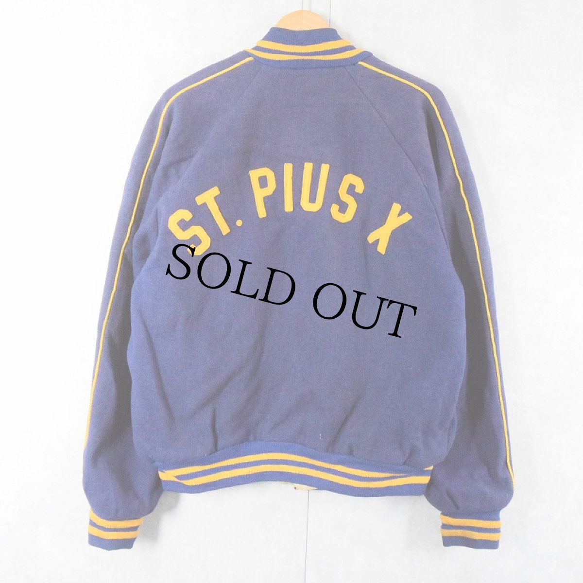 画像2: 60's〜 Sportswear "ST. PLUS X" ワッペン付き リバーシブル メルトンウールスタジャン NAVY (2)