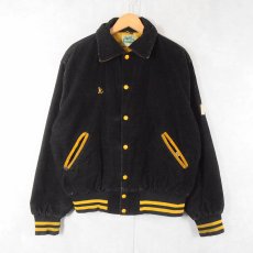 画像1: 80's MAPLE USA製 チェーン刺繍 キルティングライナー コーデュロイスタジャン BLACK M (1)