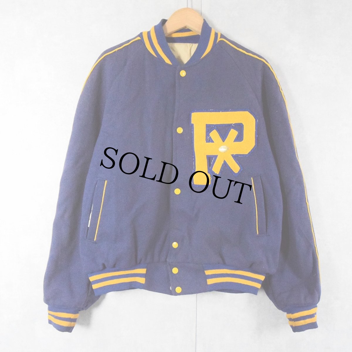 画像1: 60's〜 Sportswear "ST. PLUS X" ワッペン付き リバーシブル メルトンウールスタジャン NAVY (1)