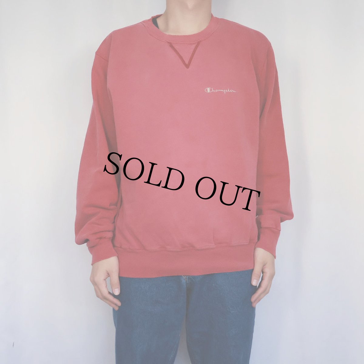 画像2: 90〜2000's Champion ロゴ刺繍 前V スウェット L (2)