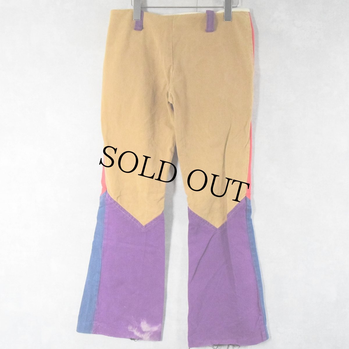 画像2: 70's クレイジーパターン コットンフレアパンツ W31 (2)