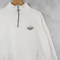 画像1: 90's adidas USA製 ロゴ刺繍 ハーフジップスウェット M (1)