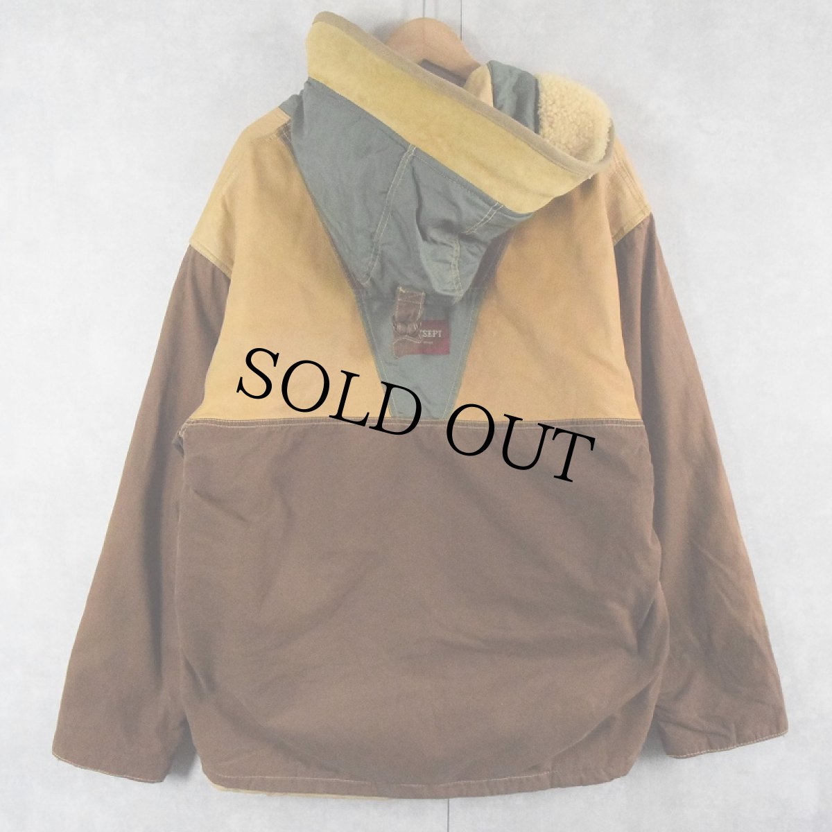 画像2: CEDIXSEPT コットン×レザー×ナイロン 切り替えデザイン 中綿ジャケット L (2)