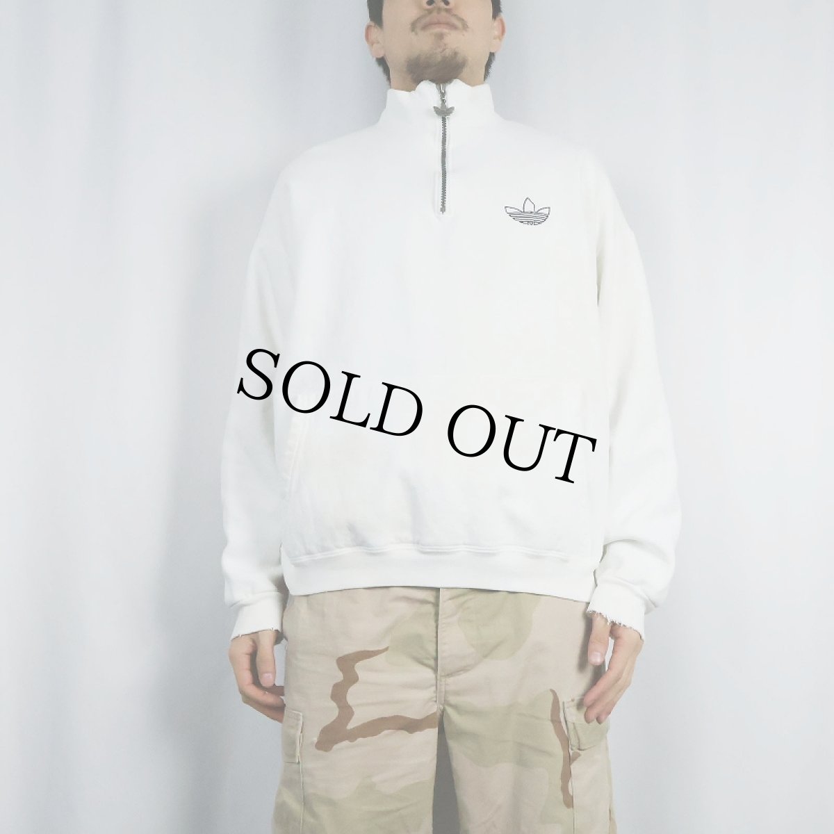 画像2: 90's adidas USA製 ロゴ刺繍 ハーフジップスウェット M (2)