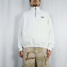 画像2: 90's adidas USA製 ロゴ刺繍 ハーフジップスウェット M (2)