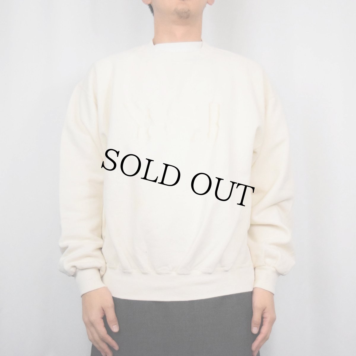 画像2: 90's USA製 "YSU" 刺繍鹿の子スウェット M (2)