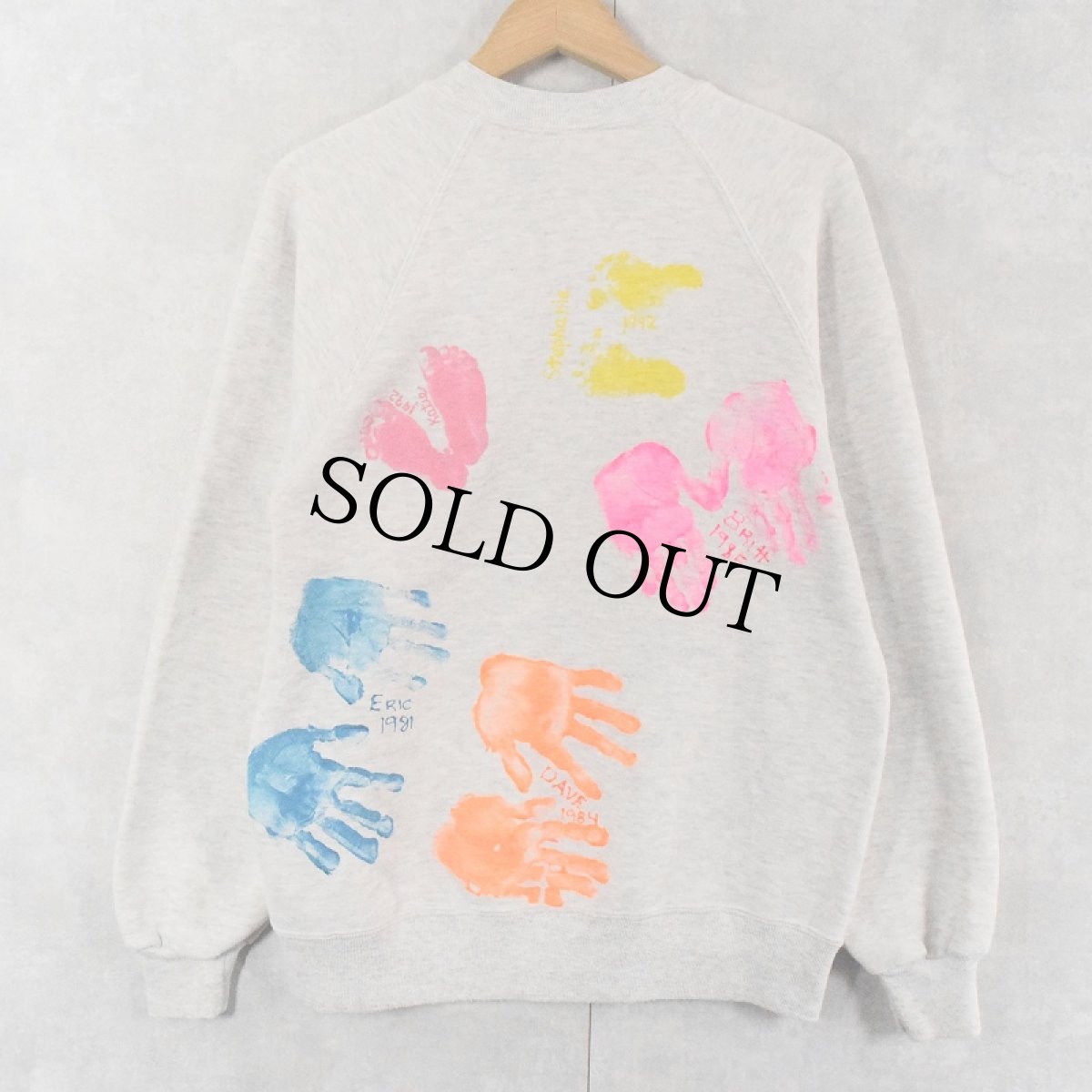 画像2: 90's JERZEES USA製 メモリアルペイント ラグランスウェット L (2)