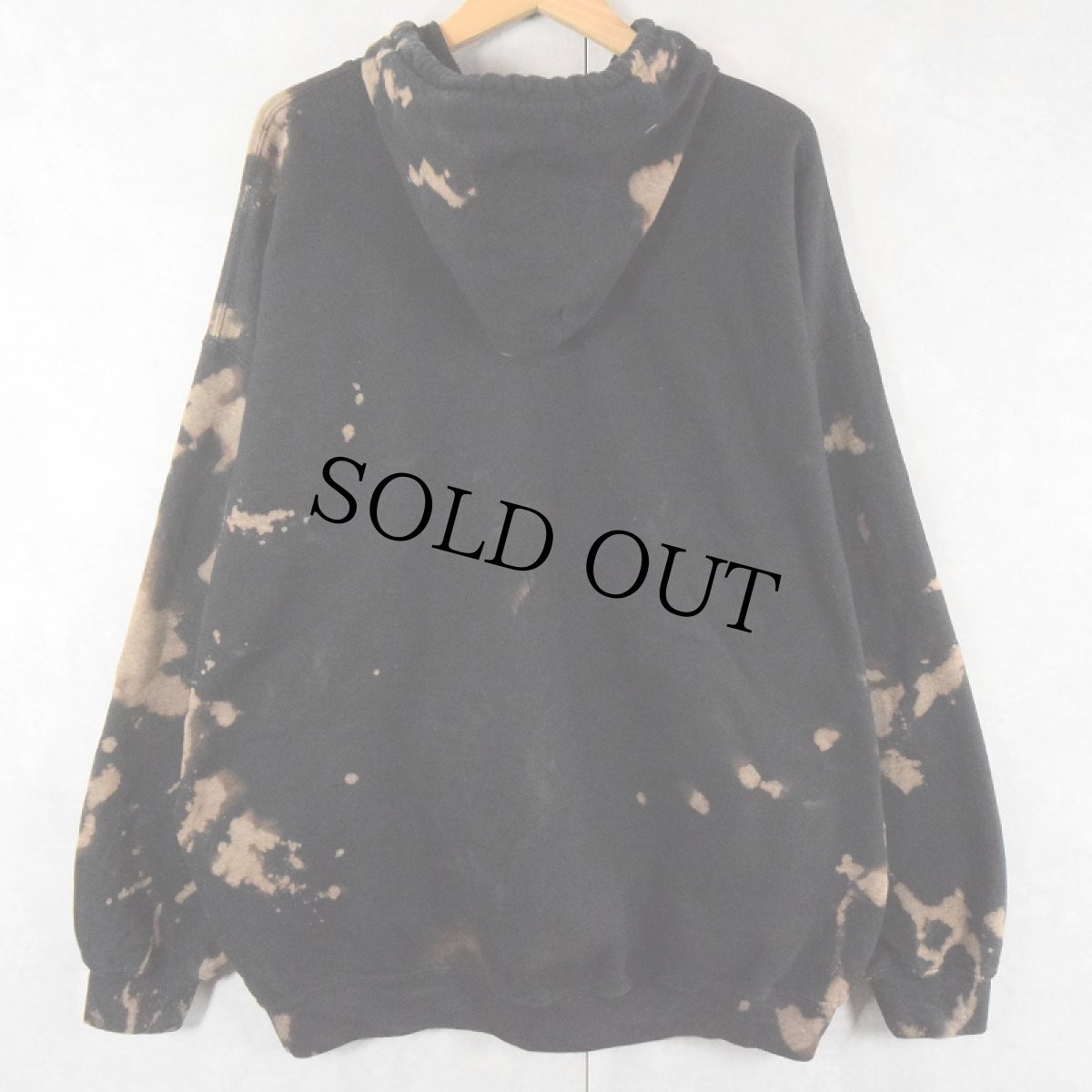 画像2: GILDAN ブリーチ加工 スウェットジップパーカー BLACK 2XL (2)