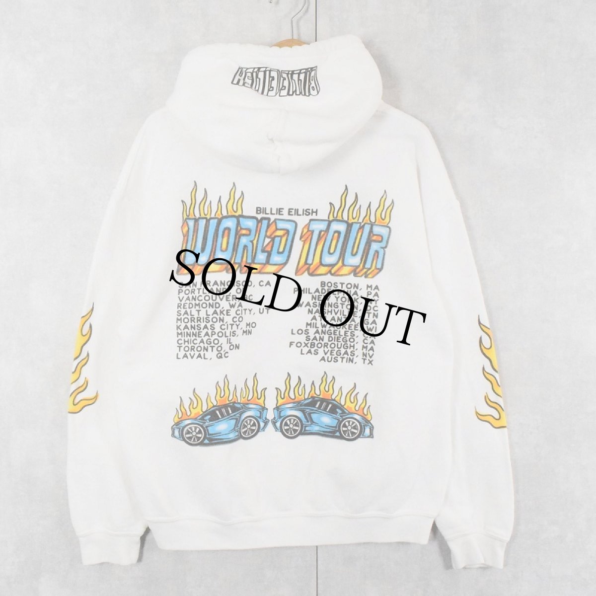 画像2: Billie Eilish "WORLD TOUR" ミュージシャンツアースウェットフーディー L (2)