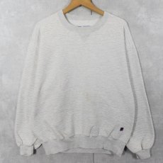 画像1: RUSSELL ATHRETIC "HIGH COTTON" USA製 前V ボーダー柄 スウェット L (1)