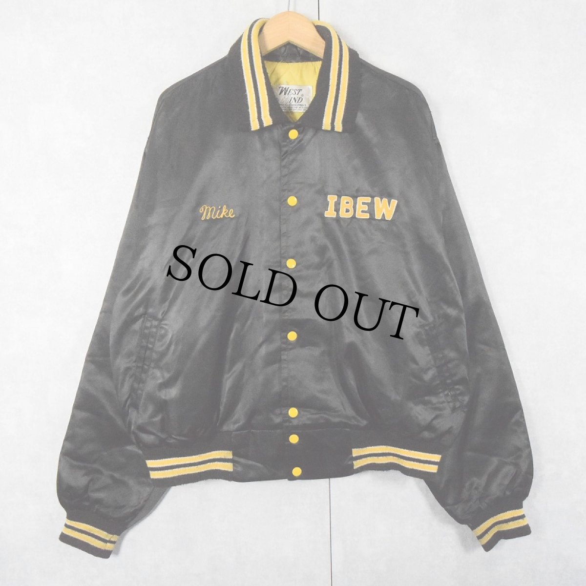 画像2: 80's WEST WIND "Construction Electricians" チェーン刺繍 ナイロンスタジャン BLACK XXL (2)