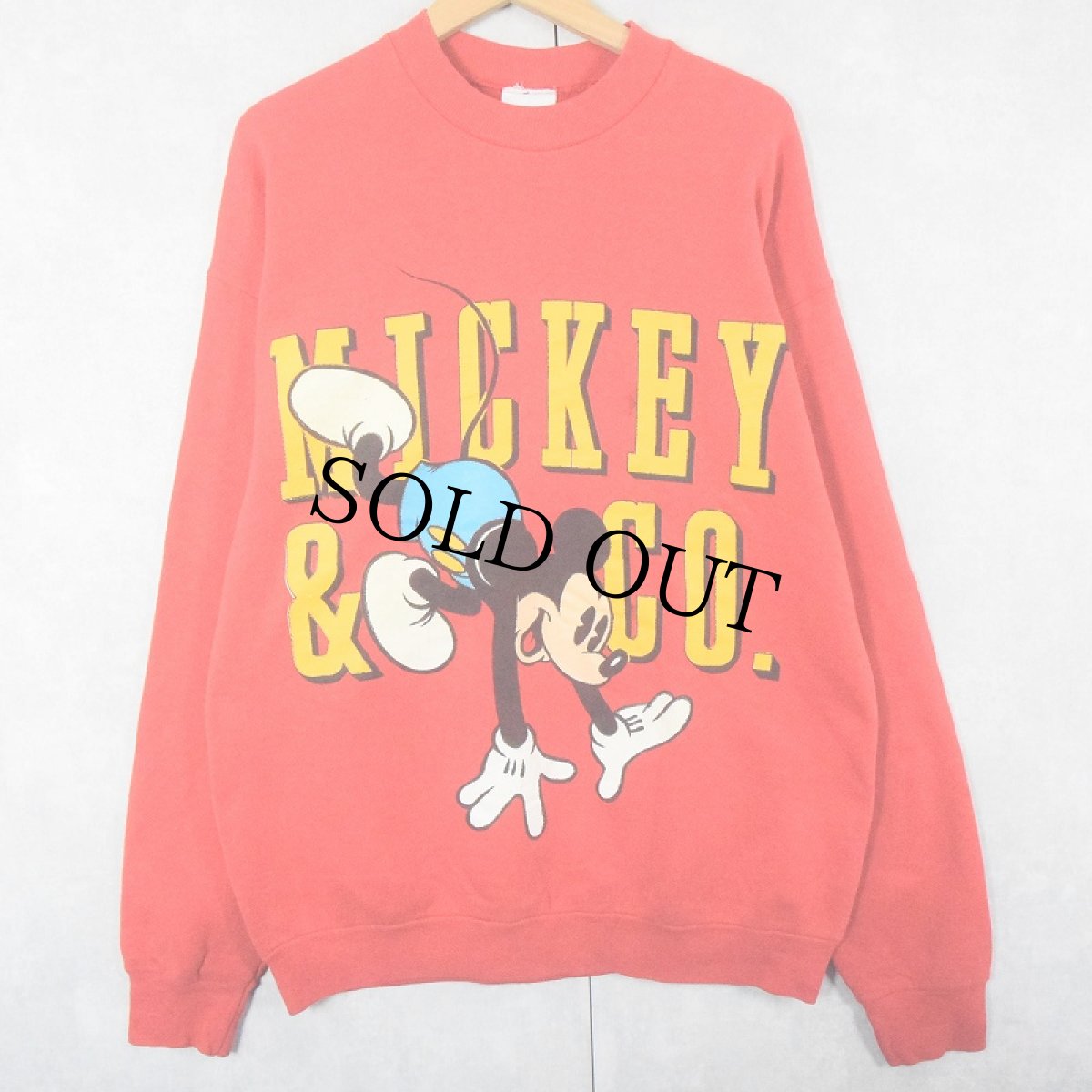 画像1: 90's MICKEY&CO. USA製 青パンミッキー キャラクタープリントスウェット XL (1)