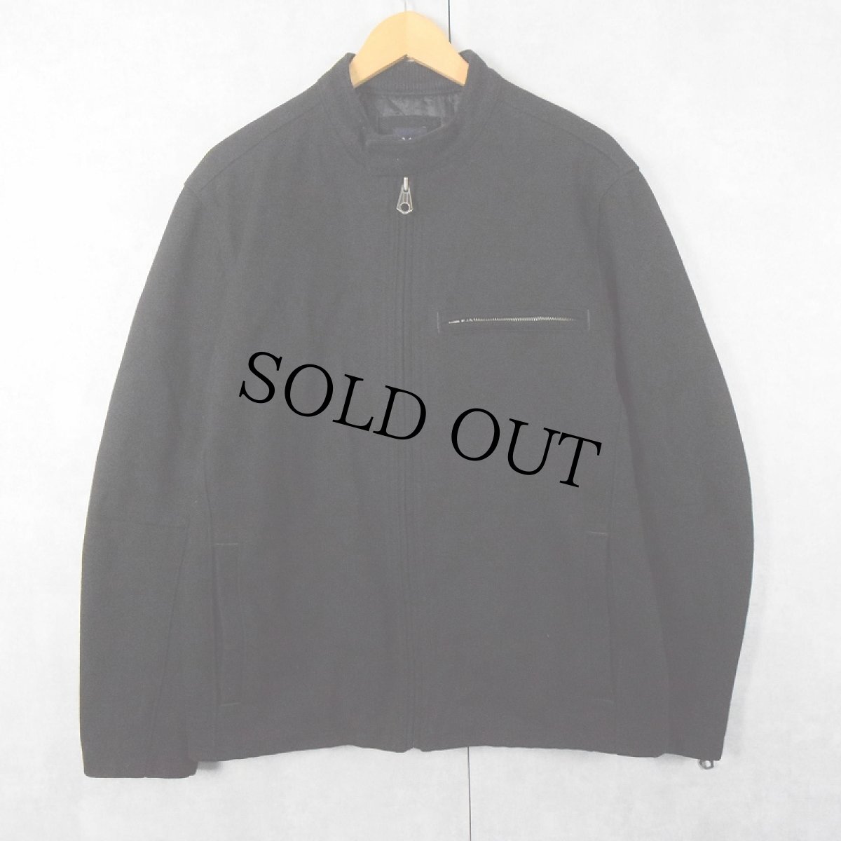 画像1: GAP メルトンウールシングルライダースジャケット BLACK M (1)