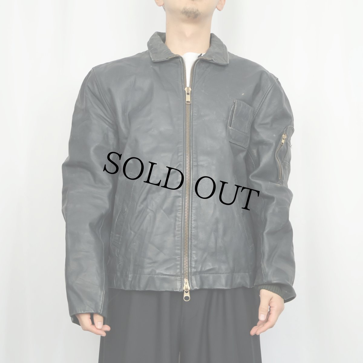 画像2: 70〜80's "FRENCH AIR FORCE Type" レザージャケット size56 (2)