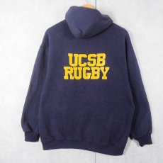 画像2: 90's SUPER WEIGHTS BY RUSSELL USA製 "UCSB RUGBY" プリントスウェットフーディ NAVY XL (2)