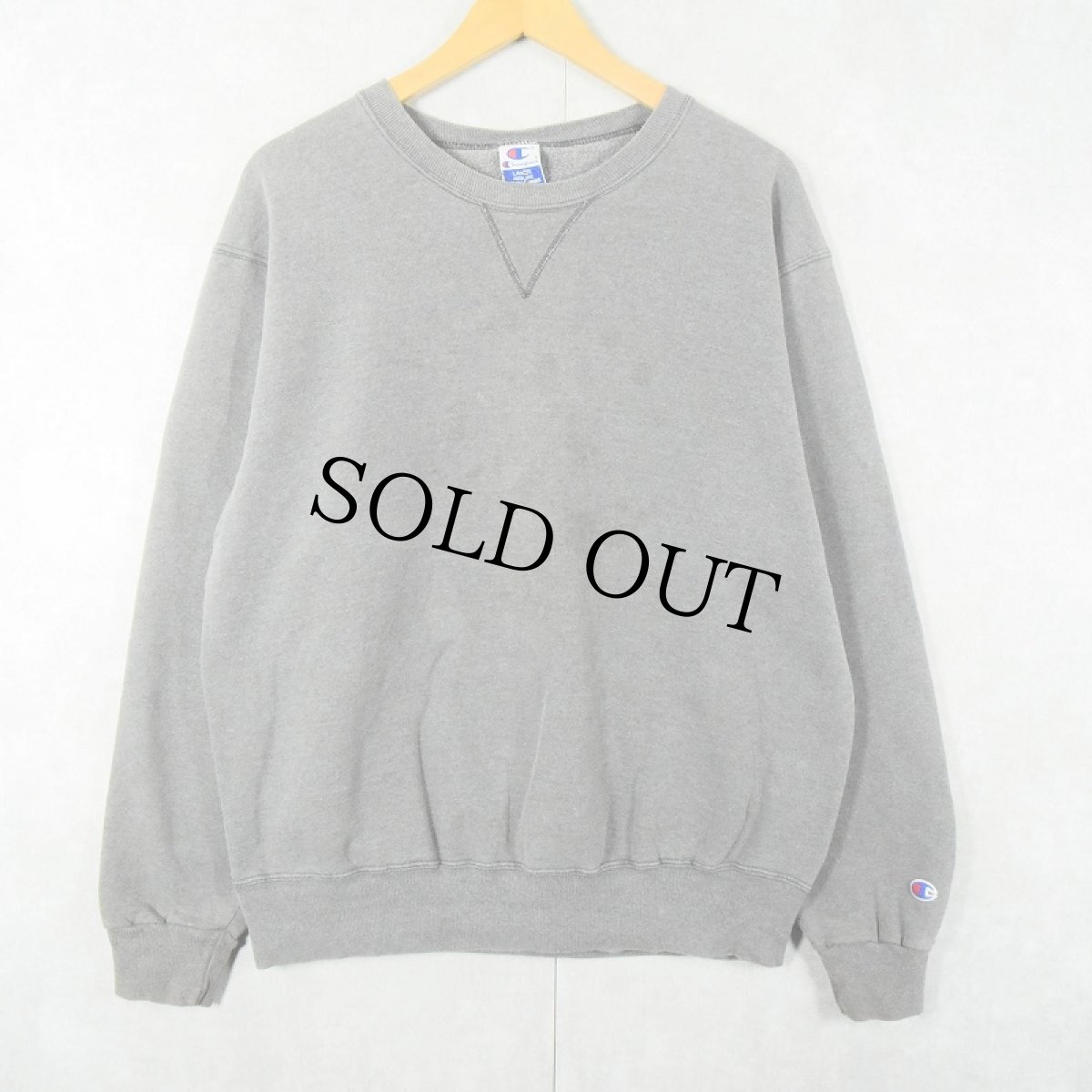 画像1: 80〜90's Champion 青刺繍タグ 後期 前Vスウェット L (1)