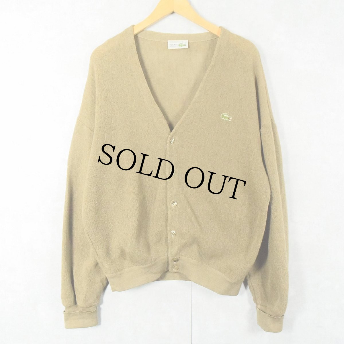 画像1: 70〜80's CHEMISE LACOSTE FRANCE製 ロゴ刺繍 ウール×アクリル ニットカーディガン SIZE3 (1)