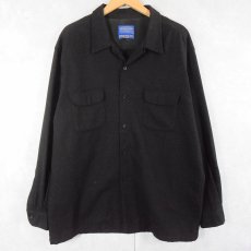 画像1: 90's〜 Pendleton オープンカラーウールシャツ BLACK XL (1)