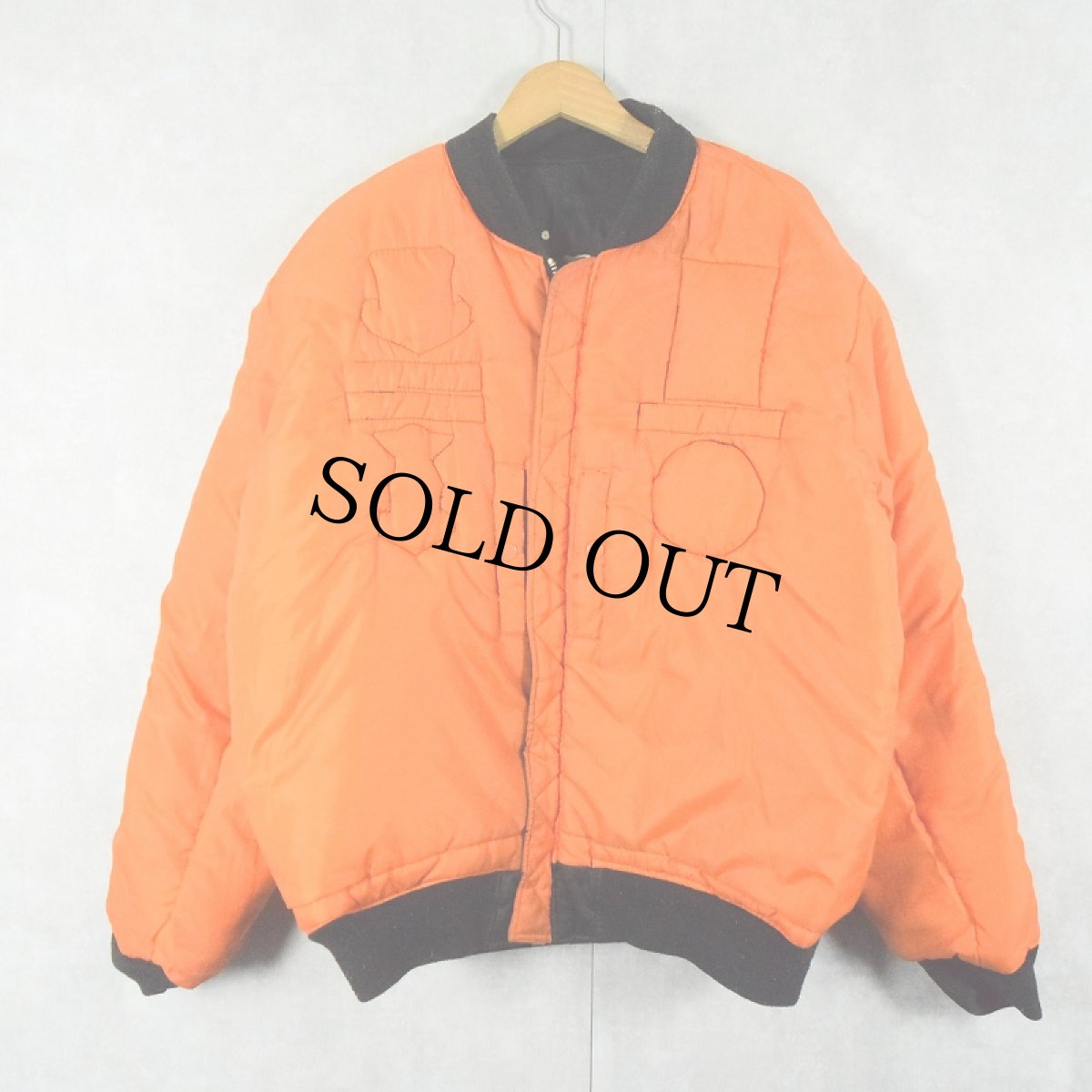 画像3: 80〜90's OMNI ACTIVE FORCE "MA-1 TYPE" ワッペン付き ナイロンジャケット BLACK XL (3)