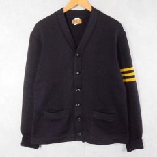 画像1: 50〜60's Chick Chester ウールニットカーディガン NAVY (1)