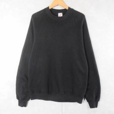 画像1: 90's JERZEES USA製 無地 ラグランスウェット BLACK XL (1)