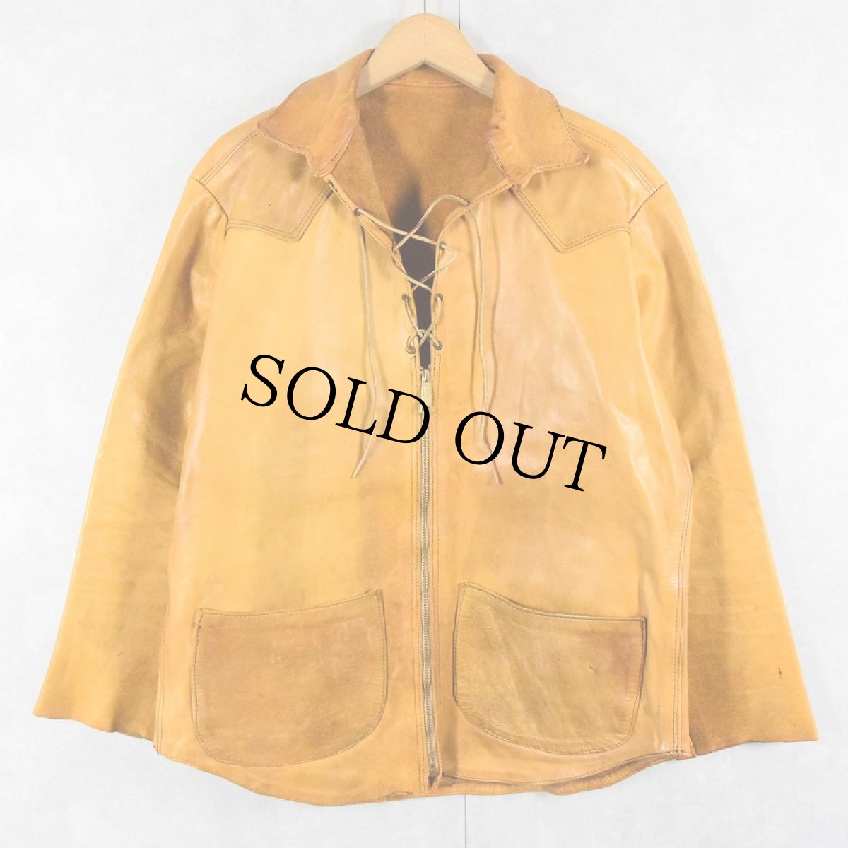 画像2: 70's レースアップ レザージャケット (2)