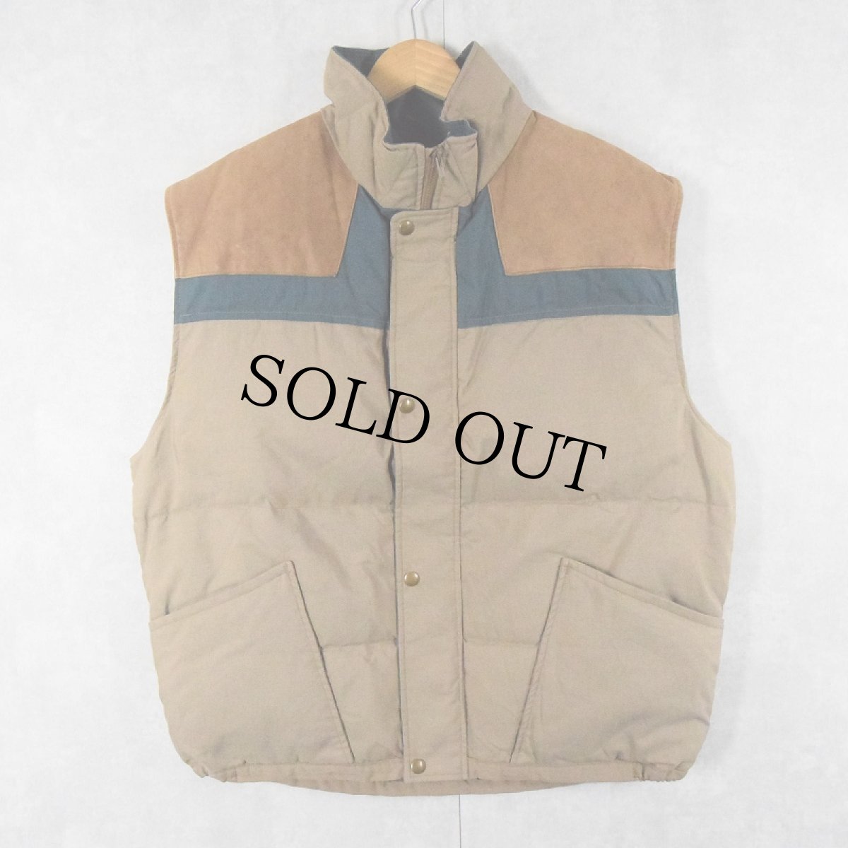画像1: 80's Woolrich USA製 スエード切り替え 中綿入り ベスト L (1)