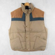 画像1: 80's Woolrich USA製 スエード切り替え 中綿入り ベスト L (1)